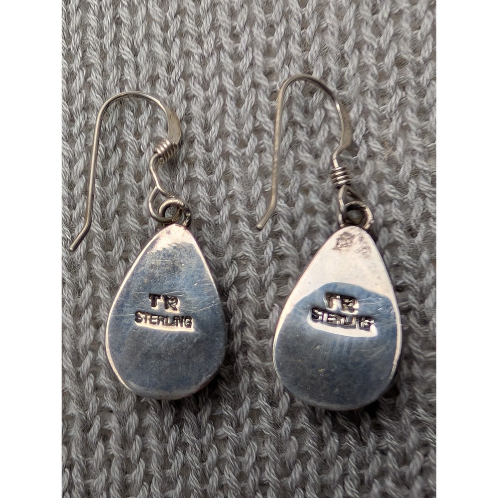 925 Silver sterling Earrings Hot Pink Gilson Aurora Opal Tear Drop Earrings - Picture 2 of 6